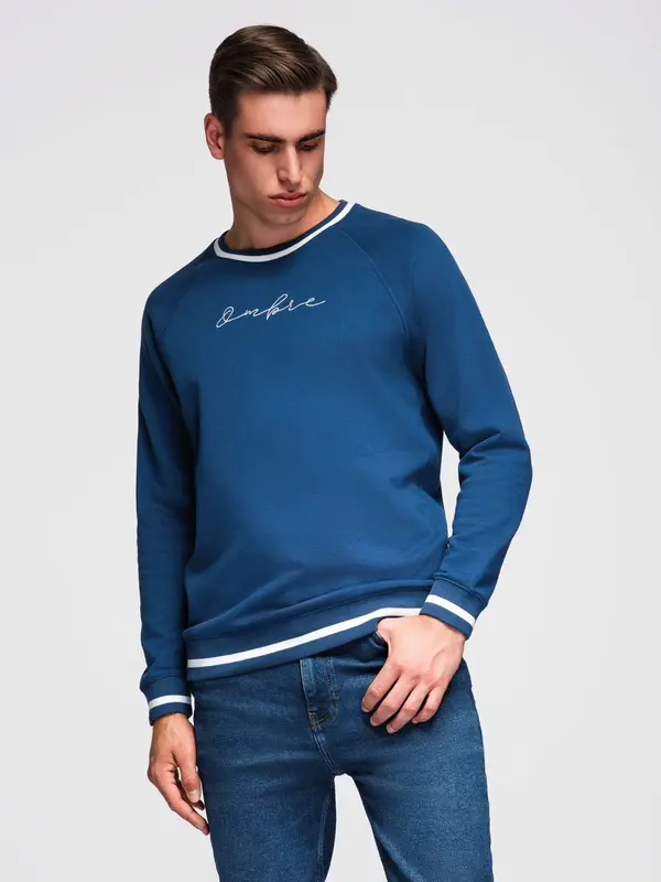 Ombre Ombre Men's raglan sleeve sweatshirt with contrasting details - dark blue