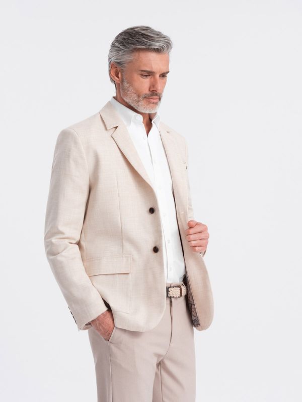 Ombre Ombre Men's REGULAR cut blazer with linen - cream