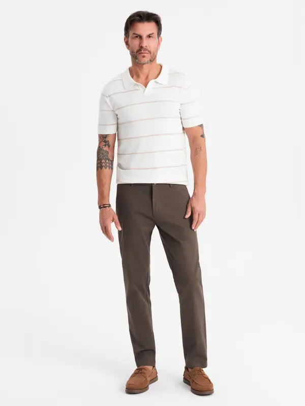 Ombre Ombre Men's REGULAR FIT chino pants with fine texture - brown