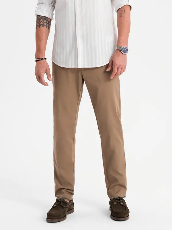 Ombre Ombre Men's REGULAR FIT chino pants with fine texture - dark beige