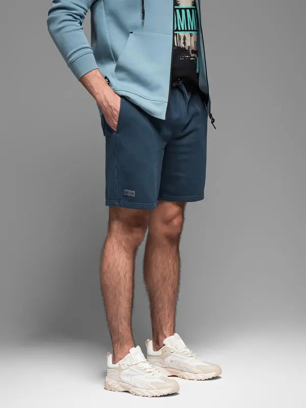 Ombre Ombre Men's RELAXED FIT short sweat shorts in athleisure style - navy blue