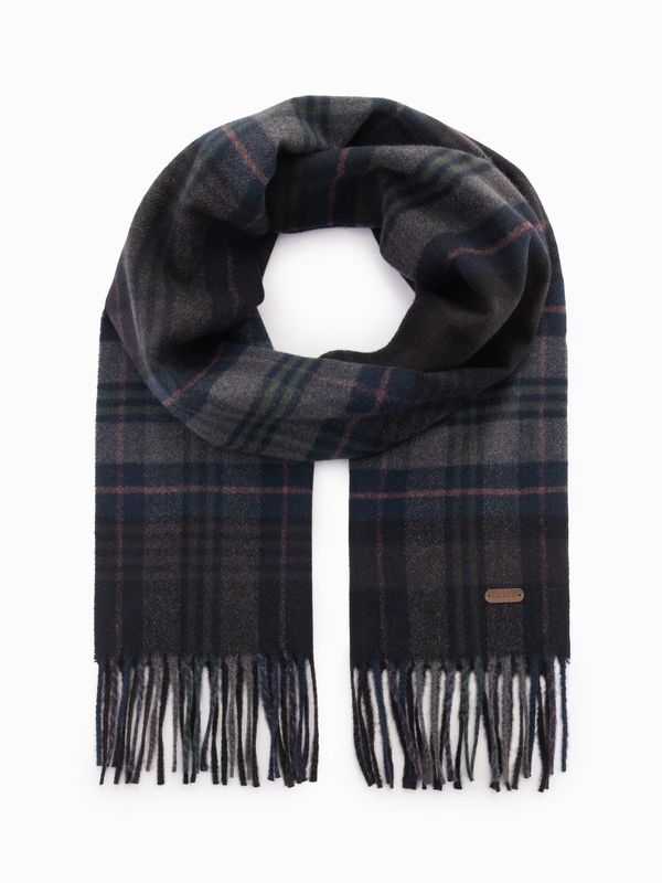 Ombre Ombre Men's Scottish check scarf with tassels - black-gray