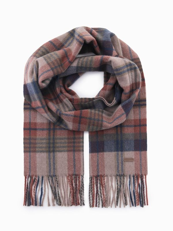 Ombre Ombre Men's Scottish check scarf with tassels - brown and brick