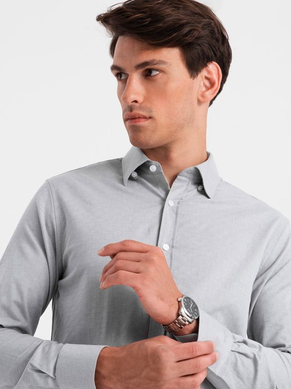 Ombre Ombre Men's SLIM FIT shirt in decorative fabric - gray