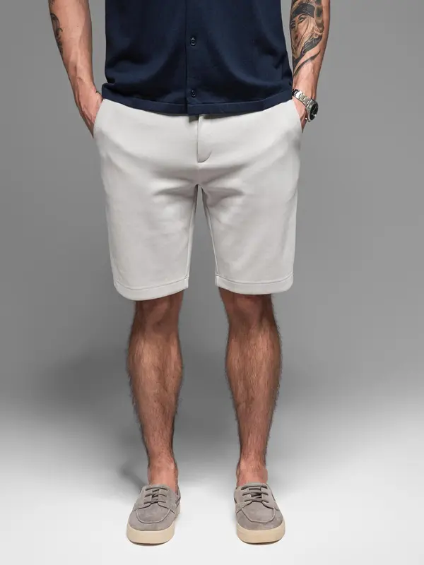 Ombre Ombre Men's SLIM FIT short shorts in melange structured knit - light grey