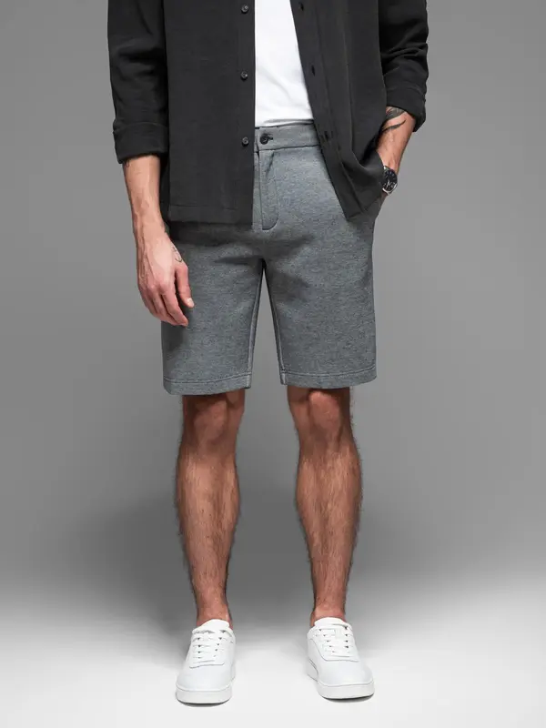 Ombre Ombre Men's SLIM FIT short shorts in structured melange knit - black
