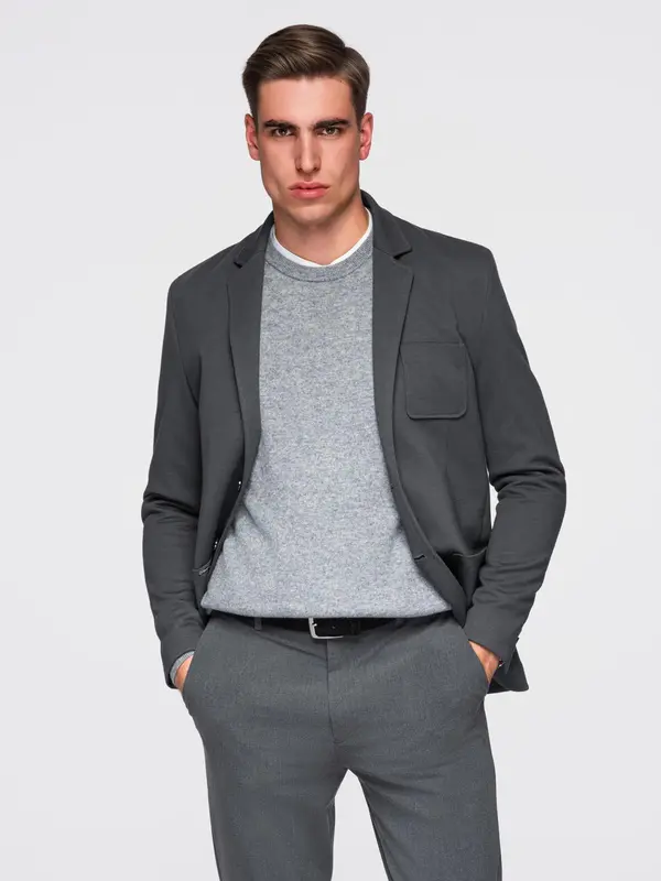 Ombre Ombre Men's SLIM knit jacket with subtle texture - graphite