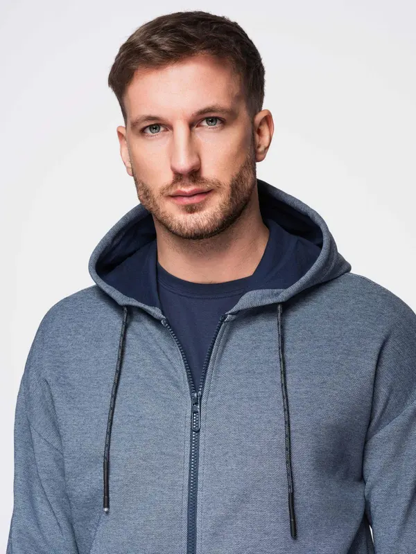 Ombre Ombre Men's soft-textured hooded sweatshirt - navy blue