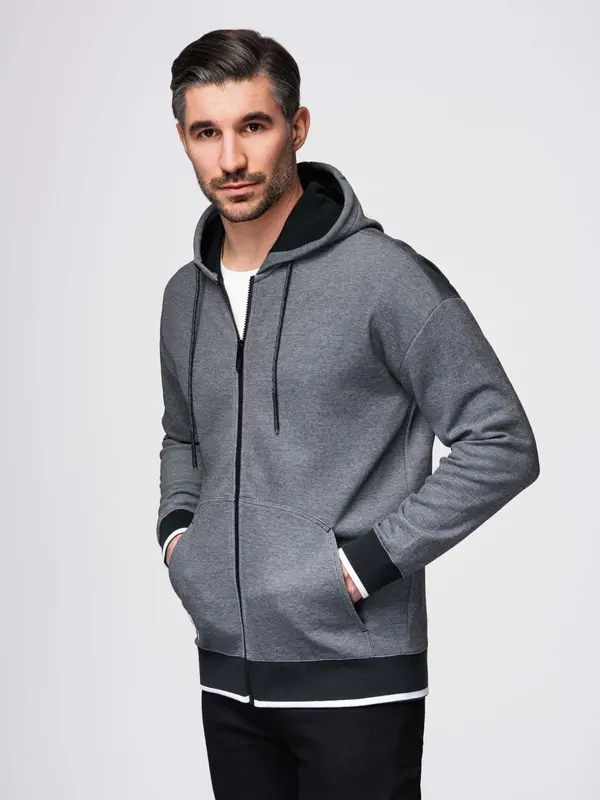 Ombre Ombre Men's softly structured hooded sweatshirt - black