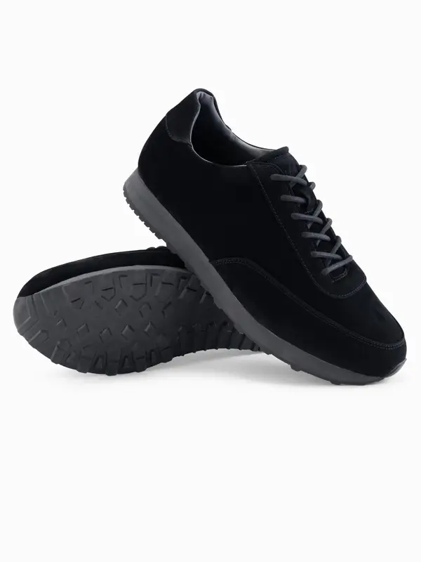 Ombre Ombre Men's sports shoes sneakers in eco leather with suede finish- black