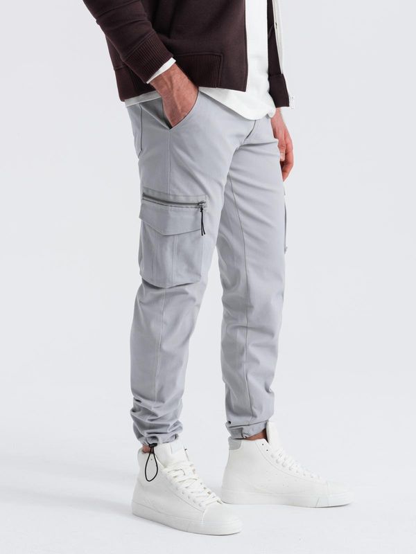 Ombre Ombre Men's STRAIGHT LEG cargo pants with triangle pocket pin - gray