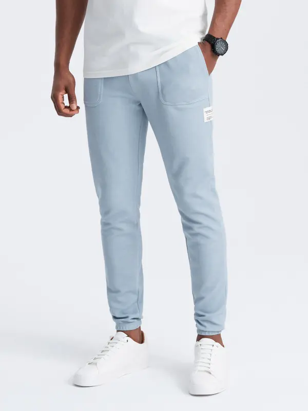 Ombre Ombre Men's structured knit sweatpants - light blue