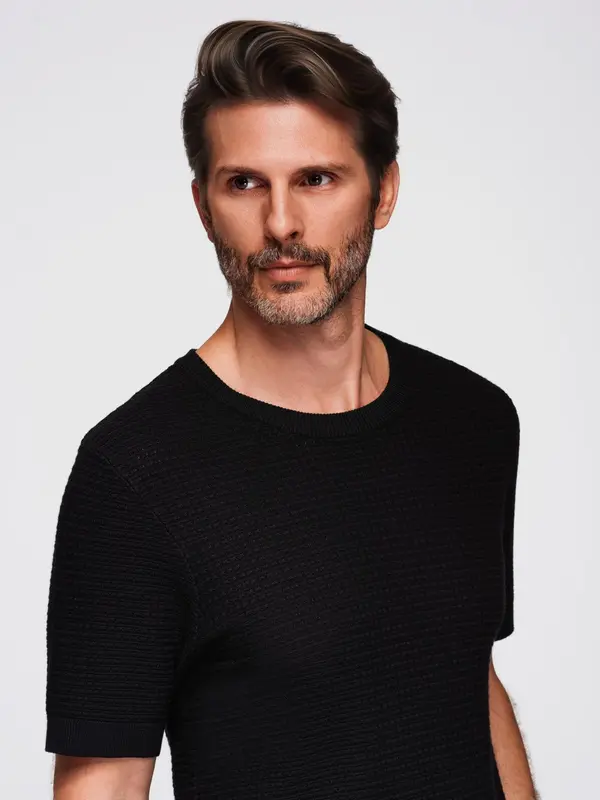 Ombre Ombre Men's structured knitted t-shirt - black