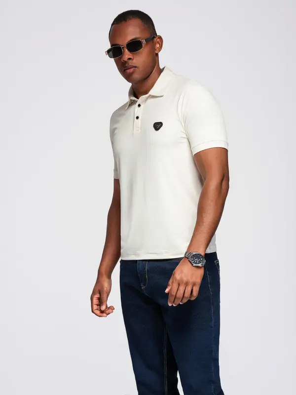 Ombre Ombre Men's stylish stretch fabric polo shirt - cream
