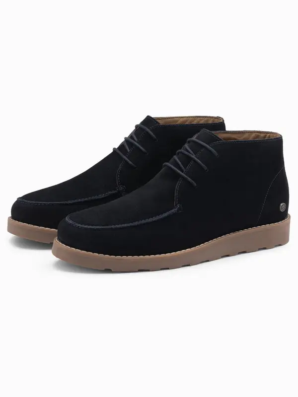 Ombre Ombre Men's suede ankle boots with thick sole - navy blue