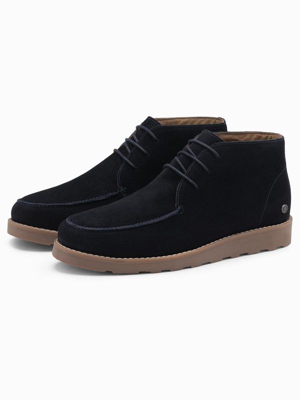 Ombre Ombre Men's suede ankle boots with thick sole - navy blue