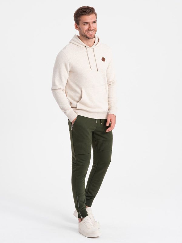 Ombre Ombre Men's sweatpants in pleasant knit fabric - cream melange