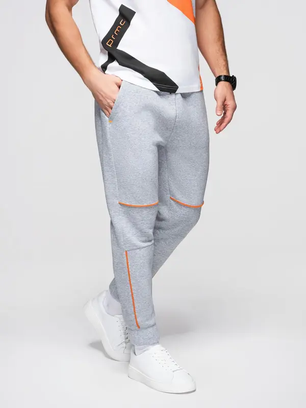 Ombre Ombre Men's sweatpants with contrast stitching - grey melange