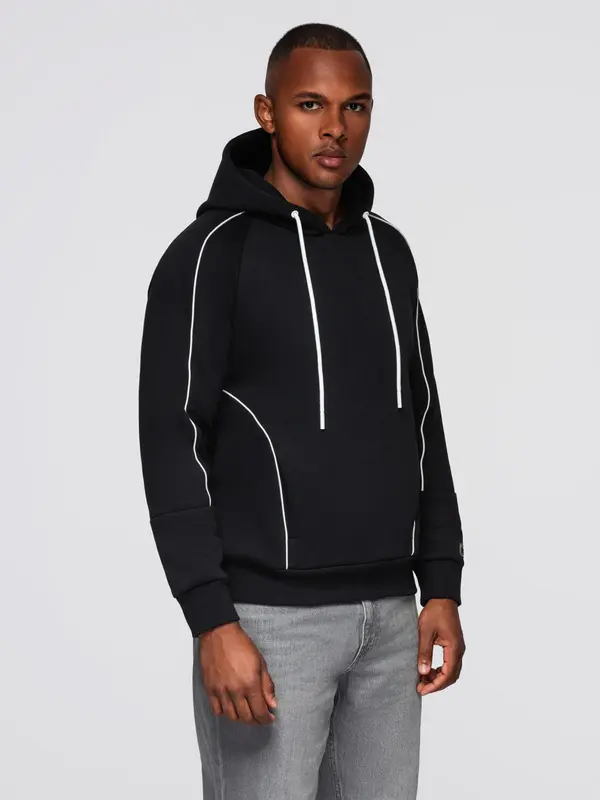 Ombre Ombre Men's sweatshirt with contrast stitching and hood - black