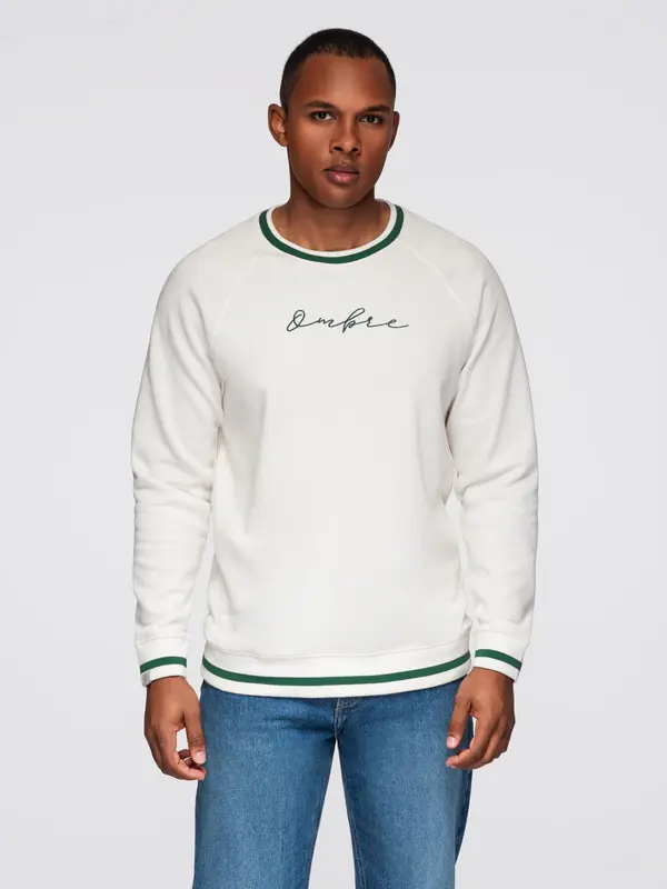 Ombre Ombre Men's sweatshirt with raglan sleeves and contrasting details - white