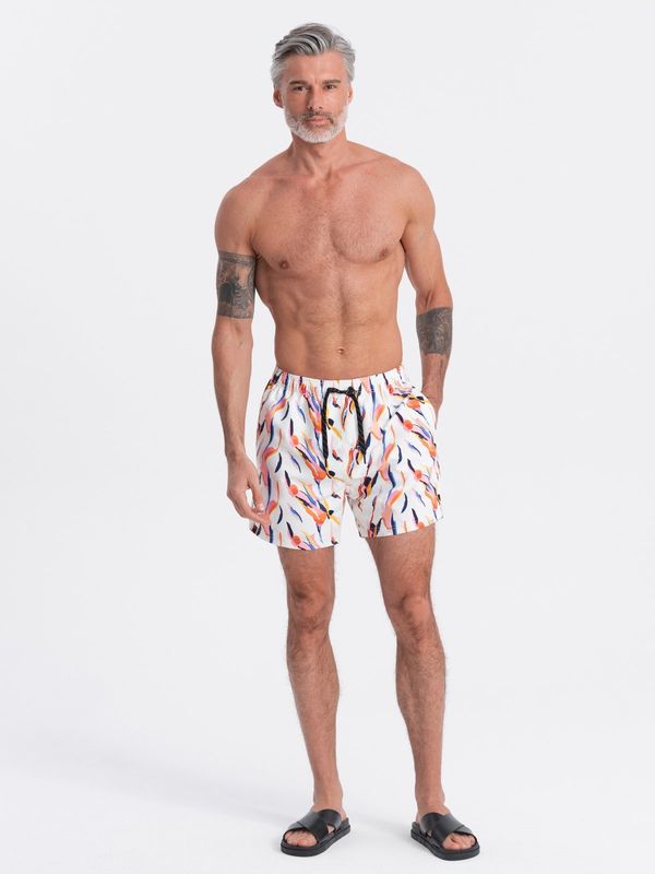 Ombre Ombre Men's swim shorts in colorful print - white
