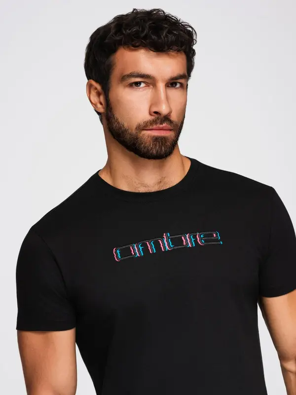 Ombre Ombre Men's t-shirt with embroidery on chest - black