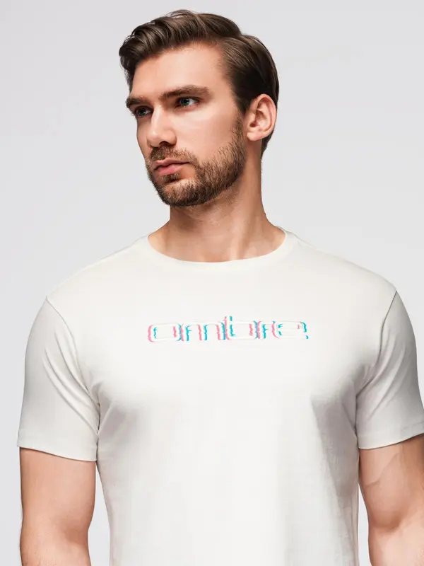 Ombre Ombre Men's T-shirt with embroidery on chest - white