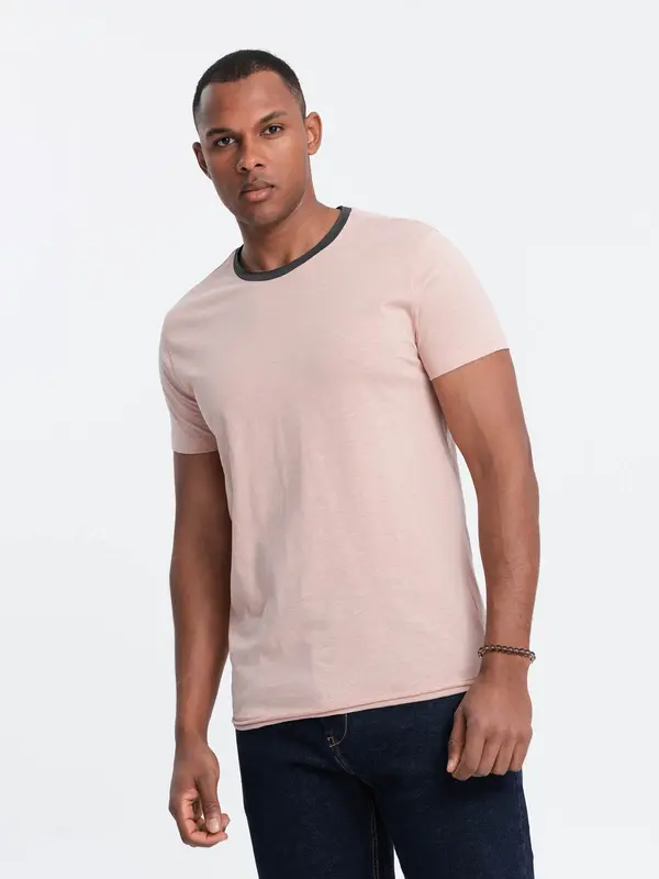 Ombre Ombre Men's t-shirt with raw finish - pink