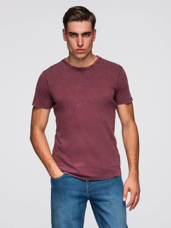 Ombre Ombre Men's T-shirt with wash effect - burgundy