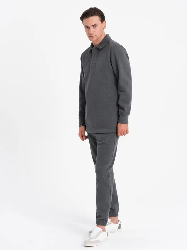 Ombre Ombre Men's tracksuit set sweatshirt with polo collar + pants