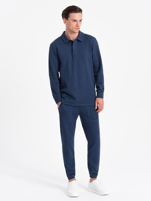 Ombre Ombre Men's tracksuit set sweatshirt with polo collar + pants