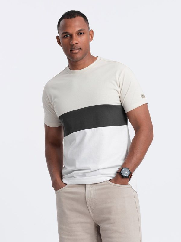 Ombre Ombre Men's tricolor T-shirt with wide stripes - white