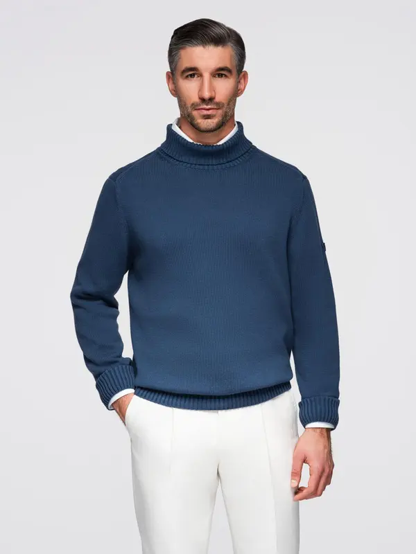 Ombre Ombre Men's turtleneck knit sweater - dark blue