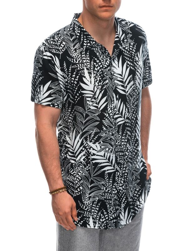 Ombre Ombre Men's viscose patterned short sleeve shirt OM-SHPS-0113