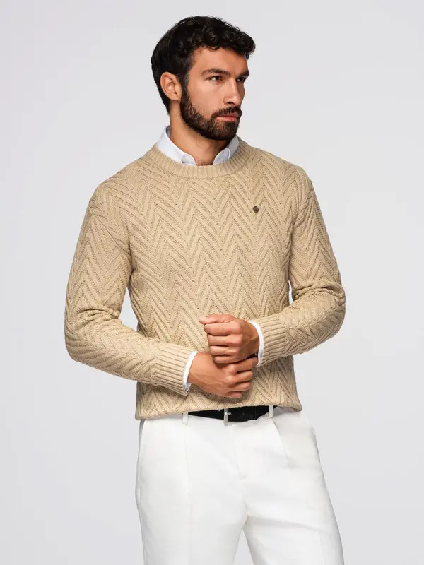 Ombre Ombre Men's zigzag knit sweater - sand