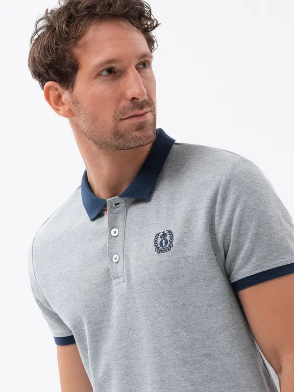 Ombre Ombre Moška polo majica s kontrastnimi elementi