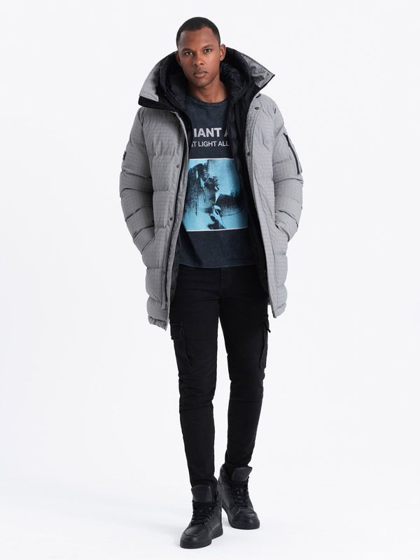 Ombre Ombre Outdoor long men's parka jacket - gray