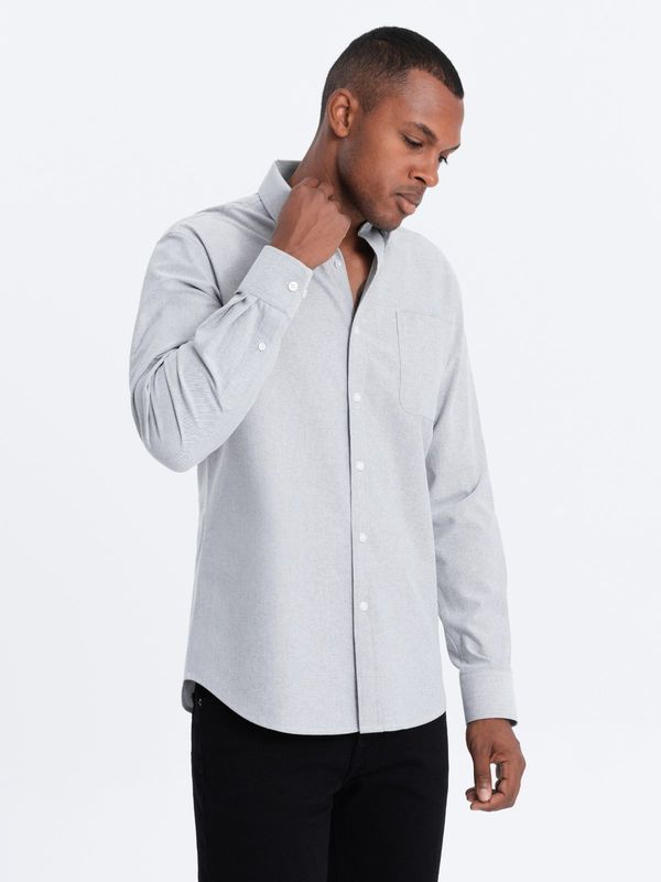 Ombre Ombre Oxford REGULAR men's fabric shirt - grey