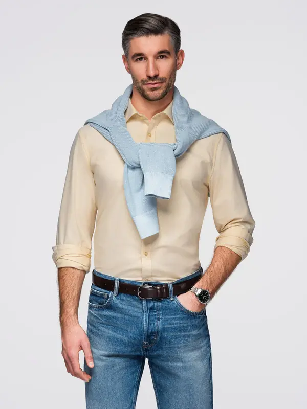 Ombre Ombre Pastel cotton men's oxford shirt - bright yellow