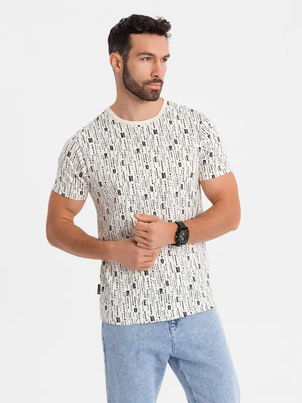 Ombre Ombre Printed cotton T-shirt with round neckline - cream