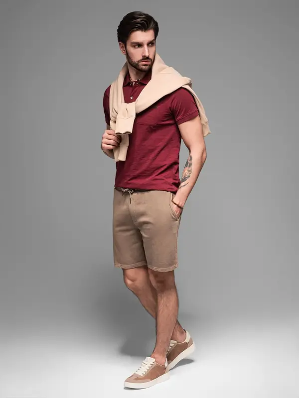 Ombre Ombre RELAXED FIT men's athleisure style short sweat shorts - light brown