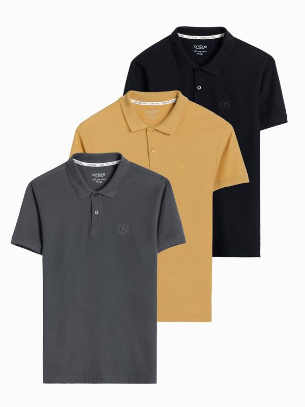 Ombre Ombre Set of men's pique knit polo shirts 3-pack