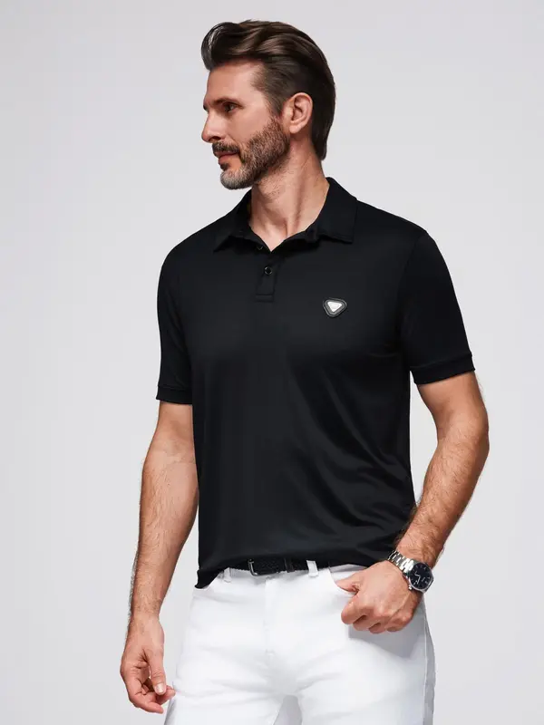 Ombre Ombre Stylish men's stretch fabric polo shirt - black