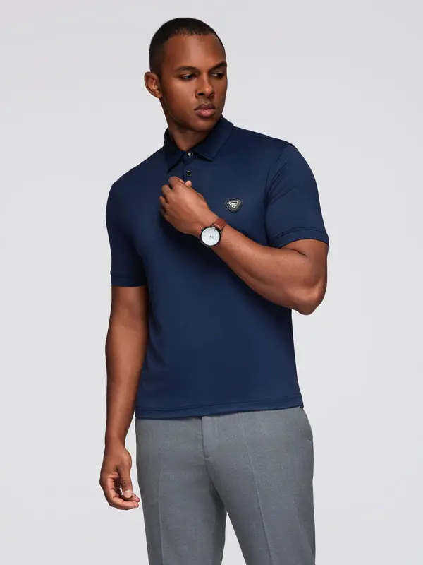 Ombre Ombre Stylish men's stretch fabric polo shirt - navy blue