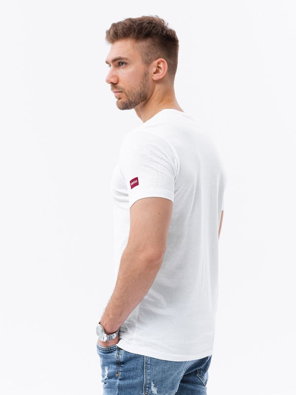 Ombre Ombre T-shirt męski z nadrukiem w stylu college – biały