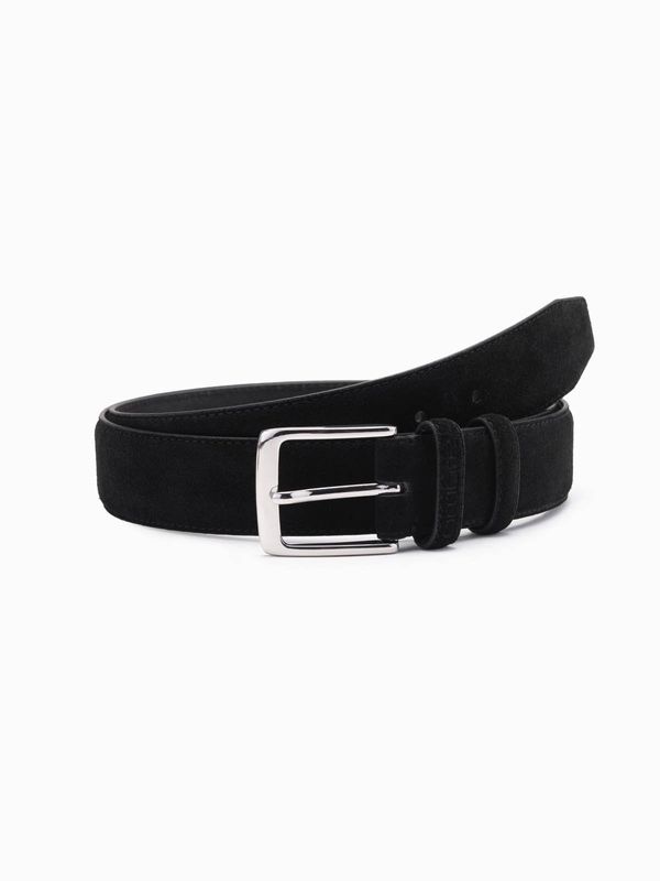 Ombre Ombre Unicolored men's natural suede belt - black
