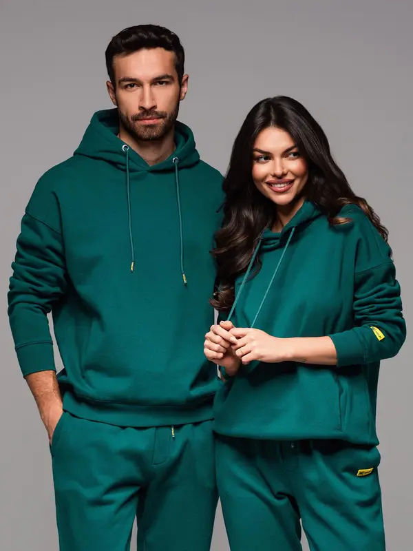 Ombre Ombre Unisex sweatshirt with pockets and hood - dark green