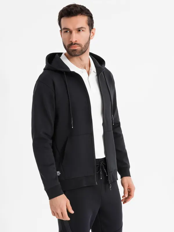 Ombre Ombre Unzipped hoodie sweatshirt in streetwear style - black