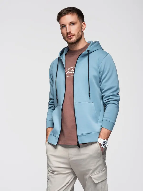Ombre Ombre Unzipped hoodie sweatshirt in streetwear style - light blue