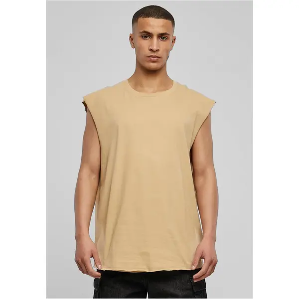 Urban Classics Open sleeveless T-shirt in beige